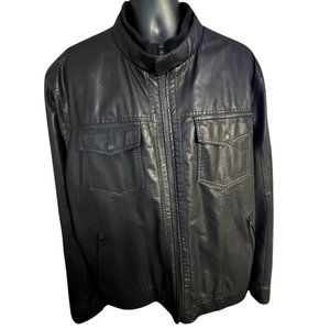 Tommy Hilfiger Faux Leather Bomber Black Jacket Men 2XL NWOT